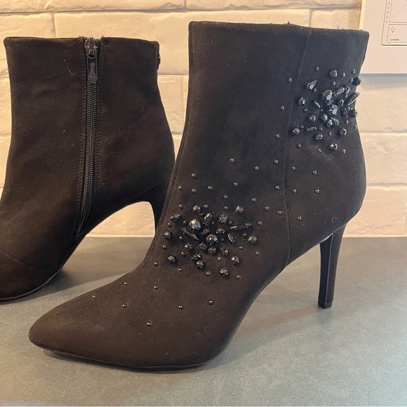 Circus Sam Edelman sz 8.5 Octavia black fabric bead embellished pointy booties - Picture 9 of 15
